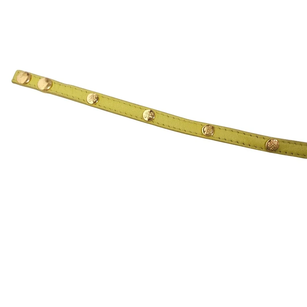 Guange Tong Leather Double Wrap Bracelet Womens OS Yellow Gold Logo Studs‎